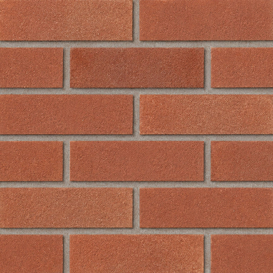 Ibstock Aston Red Sandfaced Offshade wirecut facing brick laid in stretcher bond, red sandfaced texture