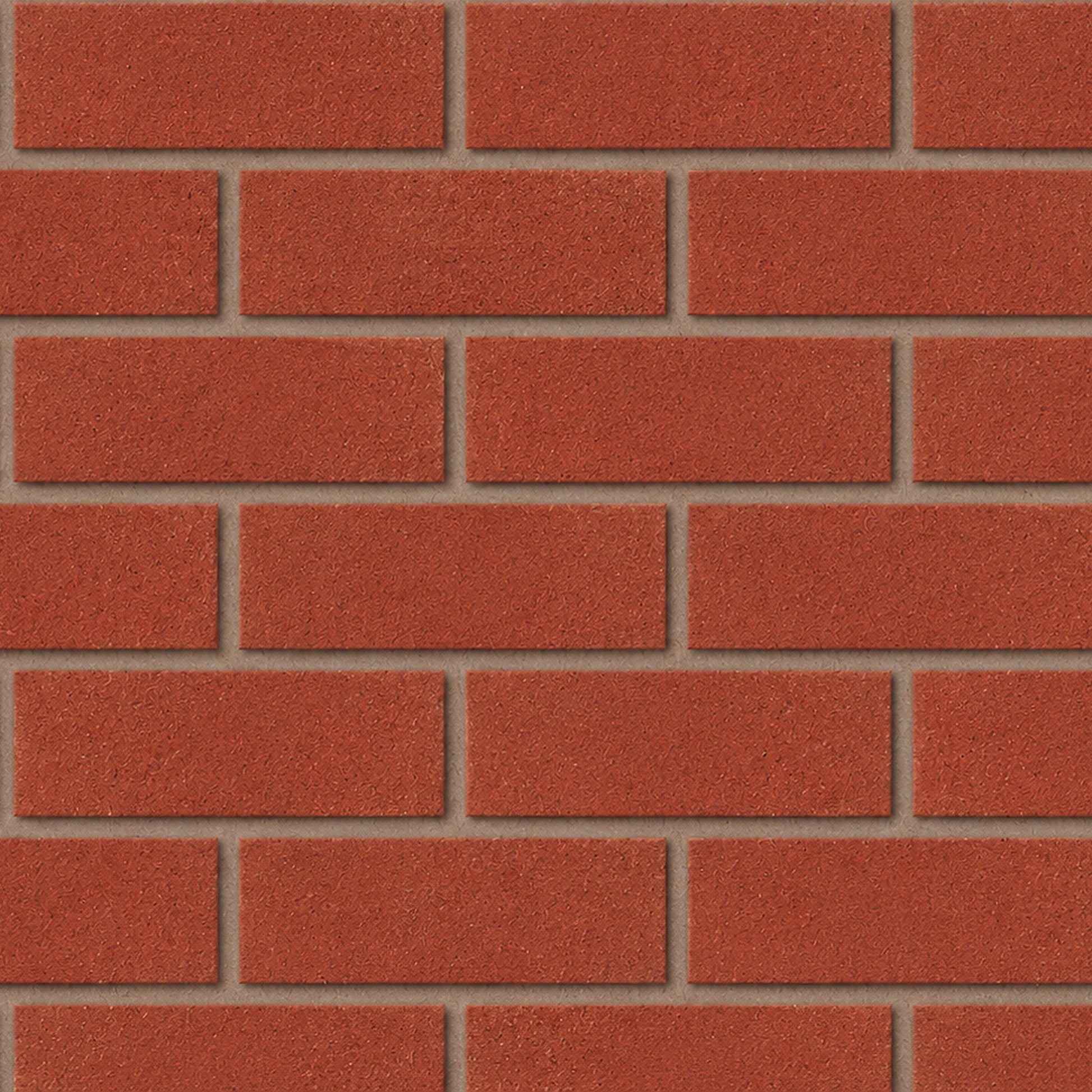 Ibstock Atlas Special Red facing brick laid in stretcher bond, uniform red smooth finish