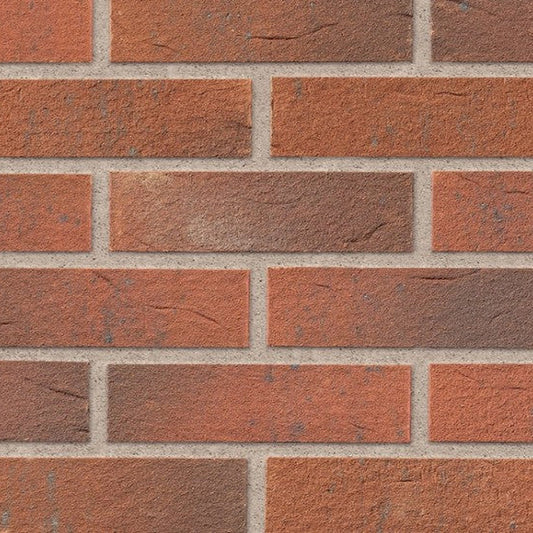 Ibstock Mixed Red facing brick laid in stretcher bond, varied red and brown multi tones